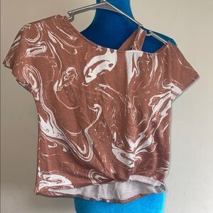 Daytrip Brown and White Swirl Crop Top